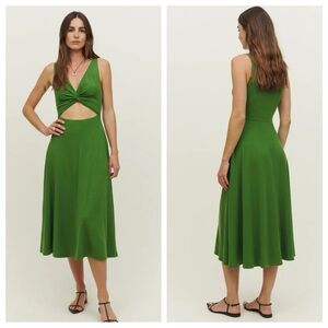 Reformation Green Twist Cut Out Ember Knit Midi Dress size small